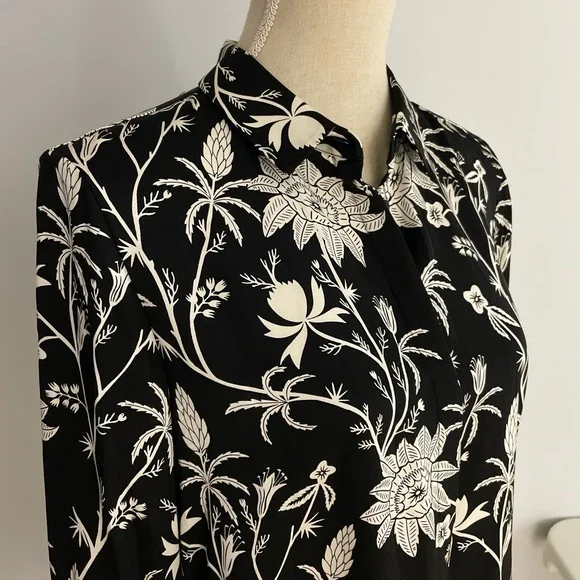 Scotch & Soda Floral Print Button Down Shirt Women's Medium Black White - Picture 5 of 15